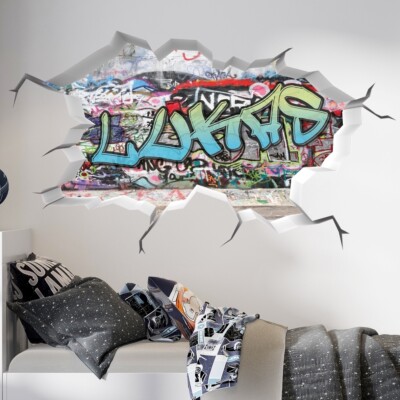 p49xx 3D Wandtattoo Graffiti Name cooles Kinderzimmer Wandtattoo Teenager junge
