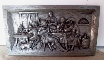 Wirtshaus - Stammtisch ~ 3D - Gips Bild mit Zinn - Auflage 54 x 28,2 x 1,7 cm