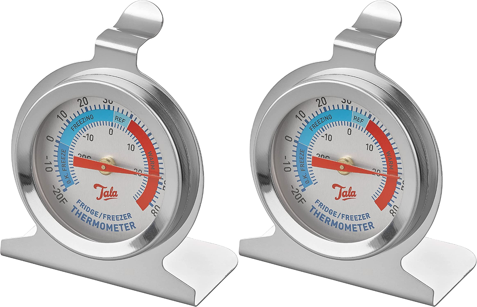 2x Tala Fridge Freezer Thermometer 50mm Dial Stainless Steel Celsius Fahrenheit