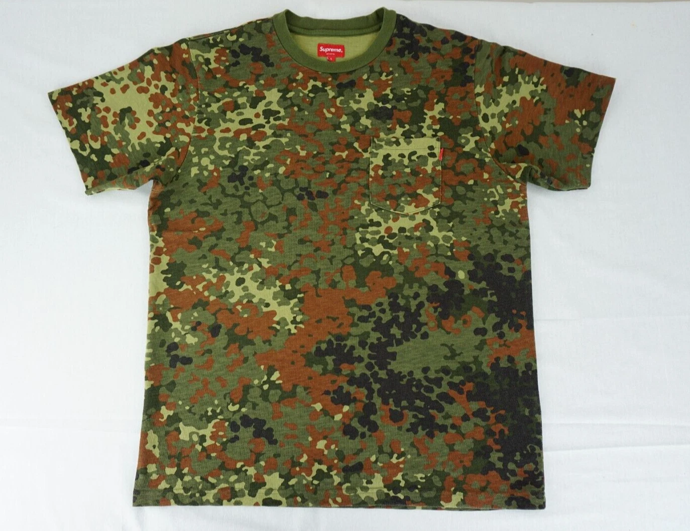 Chemise de poche camouflage allemand olive Supreme SS 19 étiquetée grande street wear mode