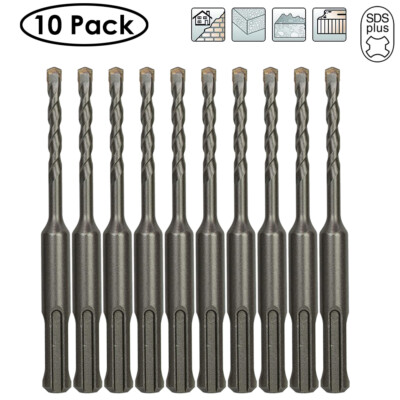 Drillforce 10PCS 3/16'' X4'' Rotary Hammer Drill SDS+ Masonry Concrete Drill Bits
