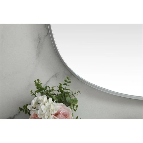 Elegant Decor Brynn 30x48" Oval Modern Metal Wall-Mounted Mirror in Silver - Picture 7 of 11