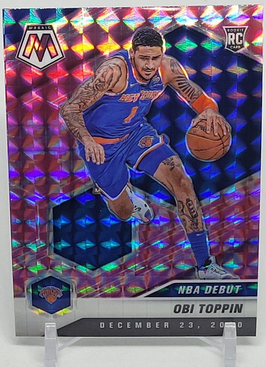 2020-21 Mosaic Basketball Obi Toppin NBA Debut RC Rookie Pink Camo Prizm