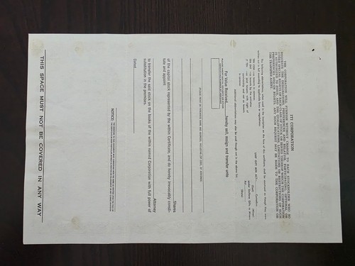 13 Aktien ITI Corporation Aktienzertifikat 07.01.1975 - Bild 2 von 2