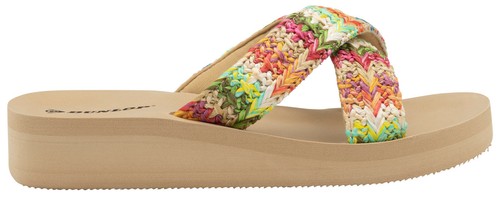 Damen-Sommersandalen Dunlop niedriger Keilabsatz Zehenpartie Urlaub Strand Flip Flops - Bild 18 von 37