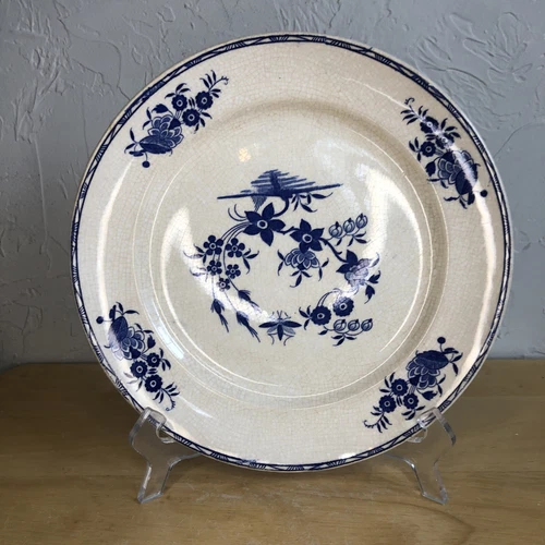VTG Boch Freres La Louviere GRAND BOUQUET Blue Floral CERAMIC Plate 9 5/8"