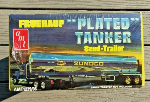 AMT 1/25 SUNOCO " PLATED " TANKER SEMI-TRAILER PLASTIC MODEL KIT #1239 F/S NEW - Picture 7 of 8