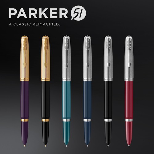 51 stylo plume | Corps noir et attributs chromés | Plume fine | Cartouche d'e... - Afbeelding 6 van 7