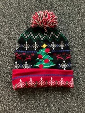 Light up christmas pom beanie hat