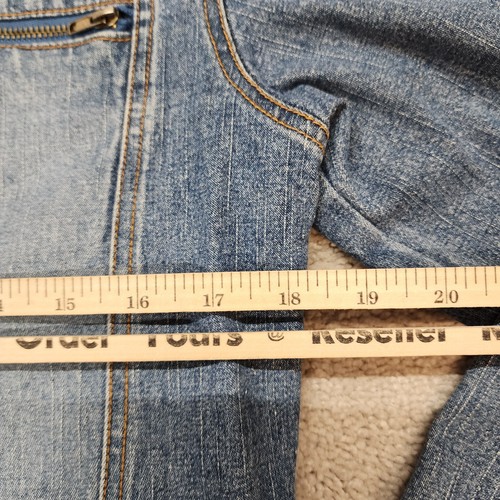 Angfu Denim stonewashed Blue jean jacket Zip up zip pockets XLarge - Picture 3 of 11