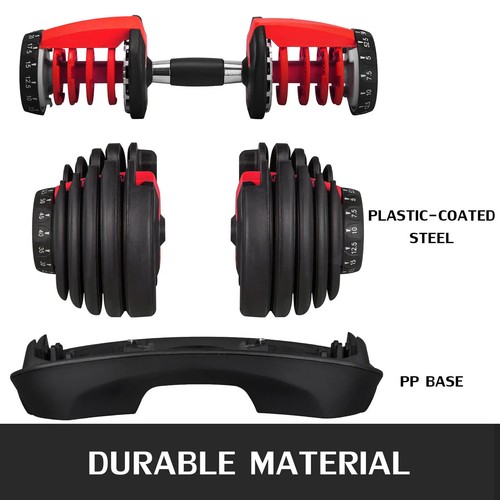 VEVOR Regulowane hantle Sprzęt fitness Zestaw treningowy 24/40kg 52,5/90lbs - Zdjęcie 3 z 30