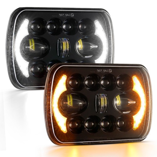 Pair 7x6" LED Headlights Hi/Lo Beam DRL Turn Signal Lamp for Dodge Pickup Truck - Imagen 8 de 12