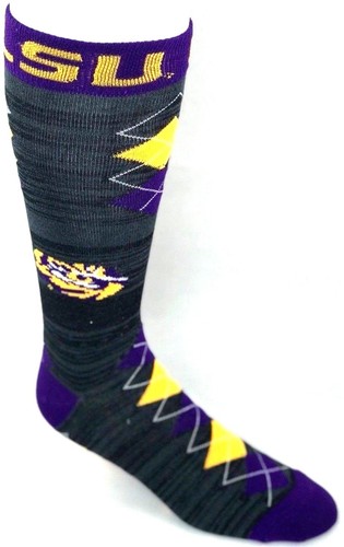LSU Tigers Charcoal RMC Purple & Yellow Fan Nation Crew Socks - Picture 3 of 3