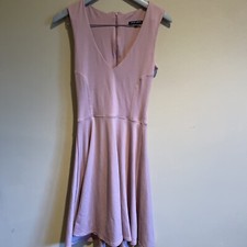 David Lerner New York Size Small Blush Pink V-Neck Fit & Flare Dress USA Made