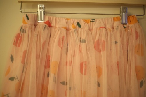 Hanna Andersson Girl's Size 150 CM US 12 Tulle Skirt Pink Overlay Fruit Print - Picture 3 of 7