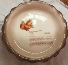 Vintage Ceramic Apple Pie Recipe-Pie Plate.  From 1981. Unused, Very Pretty!!