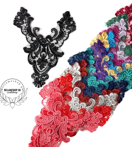 Gorgeous Lace Embroidery Applique Wedding Motif Sew On Dance Costume - Picture 2 of 33