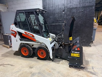2021 Bobcat S70 Skid Steer with 2023 SB26 x 48 Snowblower, Bucket and Heated Cab