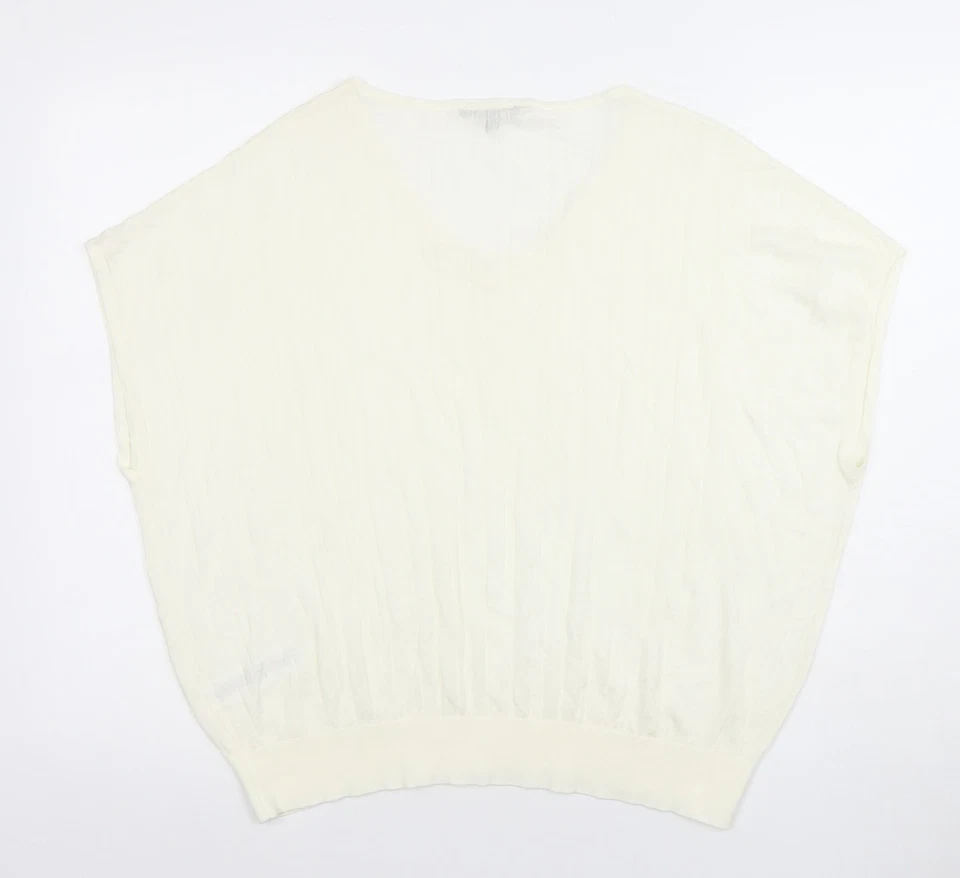 Camicetta donna Adrianna Papell maglia avorio scollo a V vestibilità rilassata L - Immagine 3 di 4