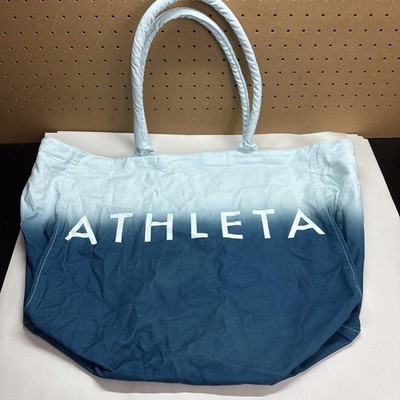 Athleta Cotton Beach Bag-Gym Bag Dark Blue Ombre Light Blue Canvas LG Tote Bag