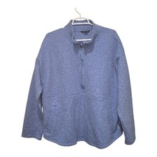 Eddie Bauer Quilted Quarter Zip Sweatshirt Blue Kangaroo Pocket Women's XXL