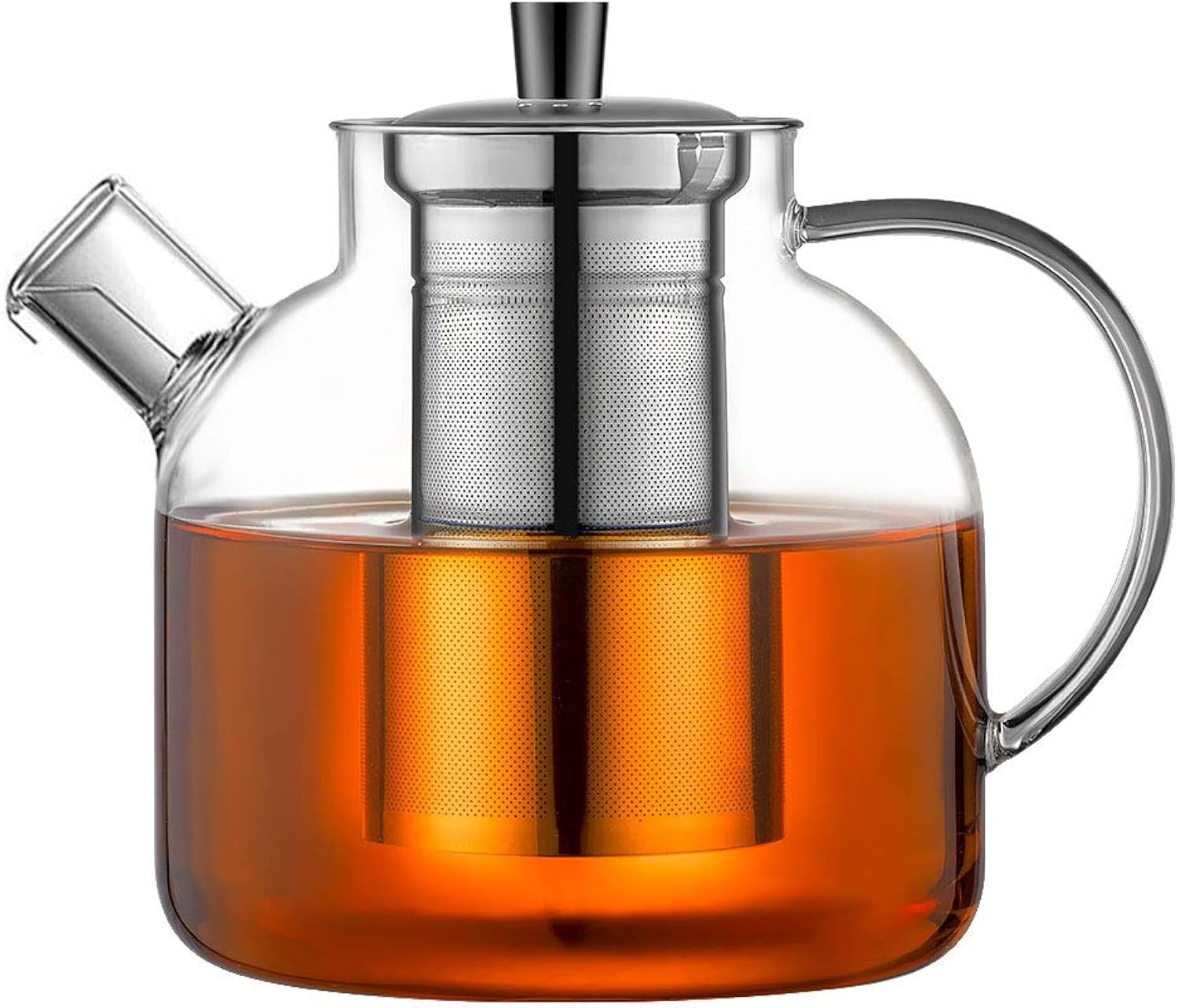 1.5L Borosilicate Glass Teapot with Infuser Stovetop Safe Clear Tea Kettle for