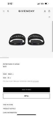 Givenchy 4G Flat Mules in Black Canvas