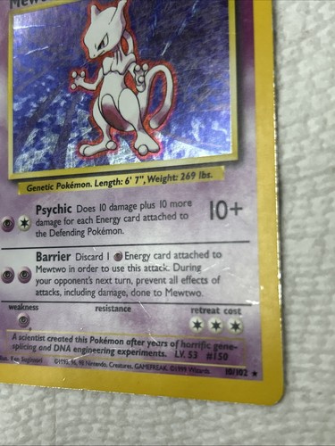 Pokémon Pokemon Mewtwo Base-Set Holo Rare 10/102 1999 Zauberer - Bild 3 von 17