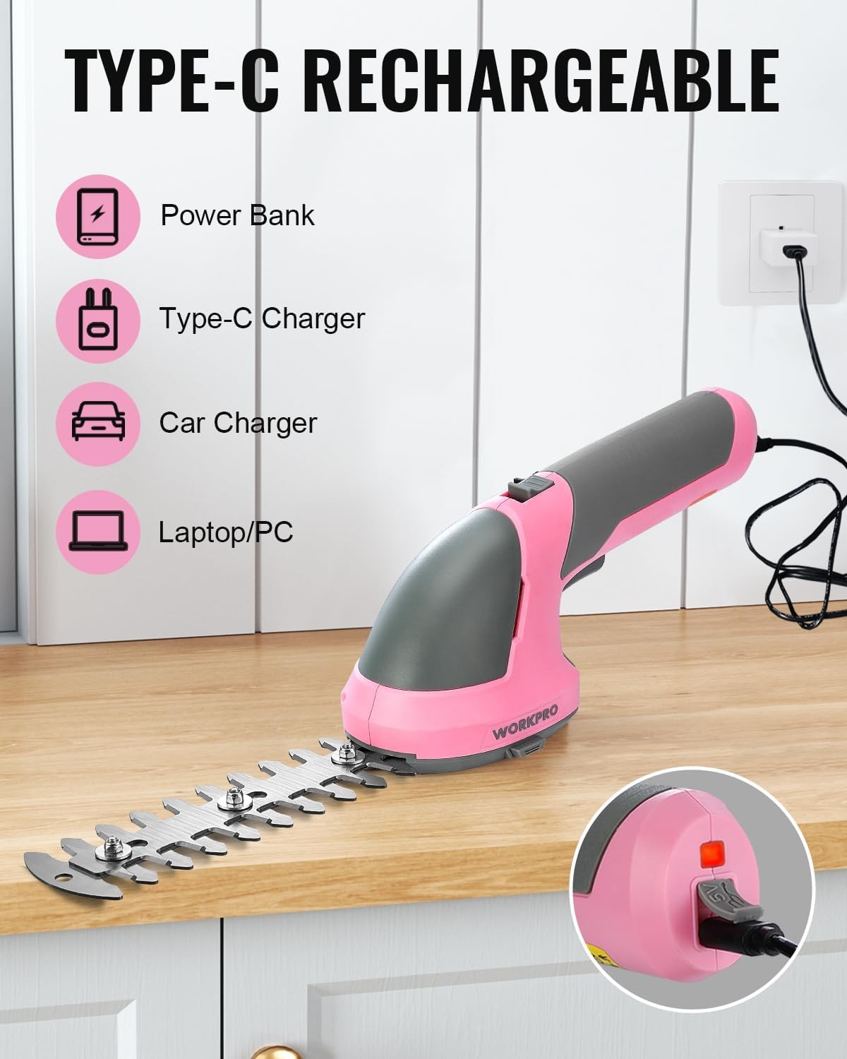 WORKPRO 7.2V Cordless Hedge Shears/Grass Cutters Grass Shear & Shrubbery Trimmer