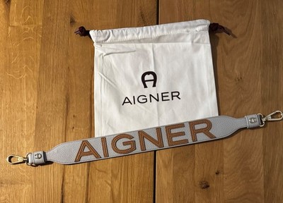 Schöner Aigner Schultergurt aus Leder, Länge 55 cm,  in grau und neuwertig
