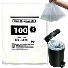 3L Pedal Bin Liners 100 Count Extra Large Standard Dustbin Waste Bags Small 3