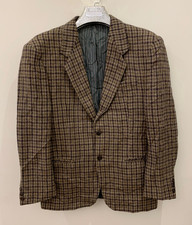 Vintage houndstooth Alpaca wool tweed classic brown hunting jacket blazer 42R