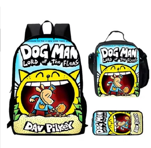 DOG MAN Cartoon Backpack Set, Cute for Boys Girls