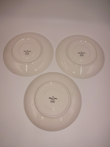 3 Vintage Kokura Ware Milan Cream Saucers Birds Houses Peach Gray 2106 Japan - Picture 3 of 4