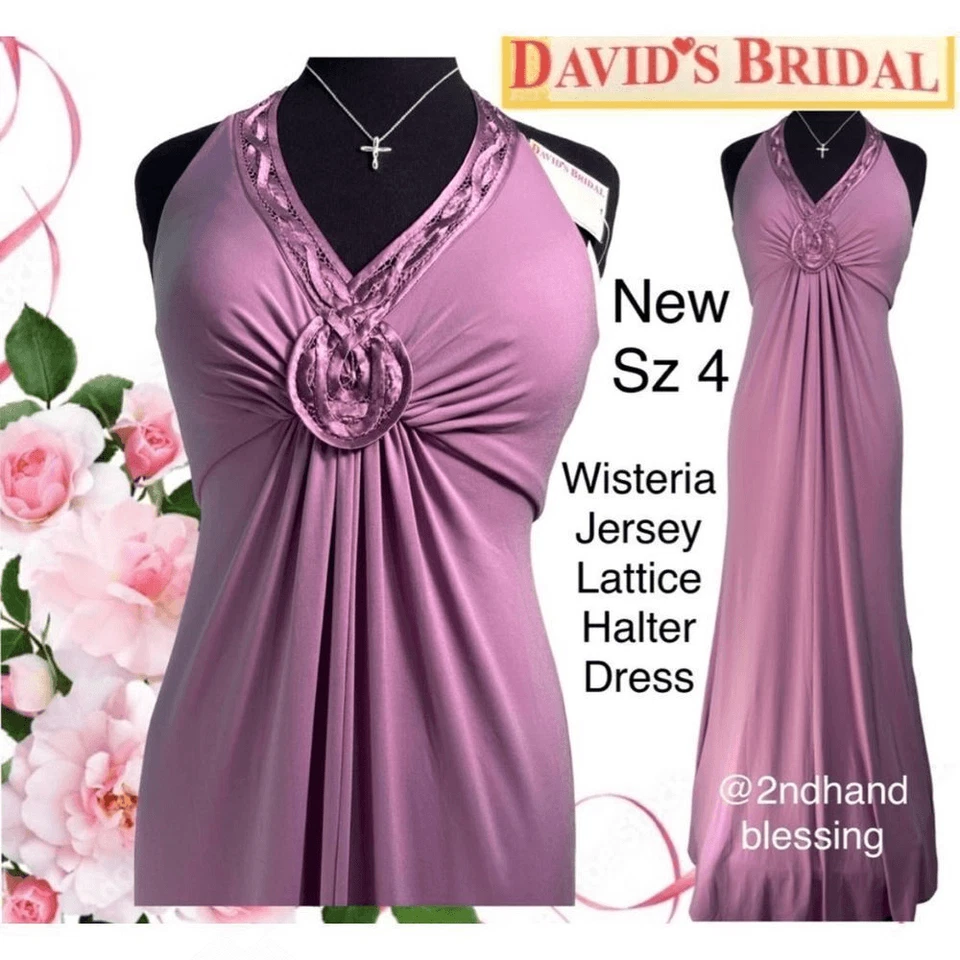 NWT David’s Bridal formal dress, bridesmaid, prom, wisteria/purple halt - Image 3 of 4