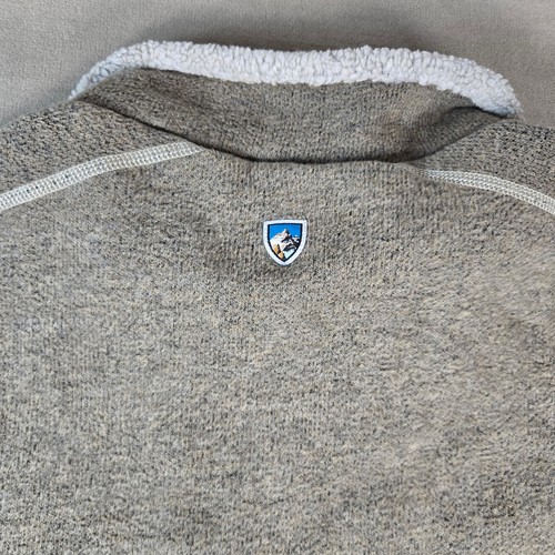 Suéter Pullover Kuhl Cuarto Cremallera Gris Polar Forrado Cuello Para Hombre Grande - Imagen 6 de 9