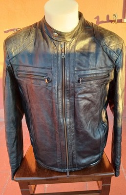 Jacke Giubbotto CONBIPEL Herren Aus Echtem Leder Farbe Schwarz Größe 50 Cod.CC11