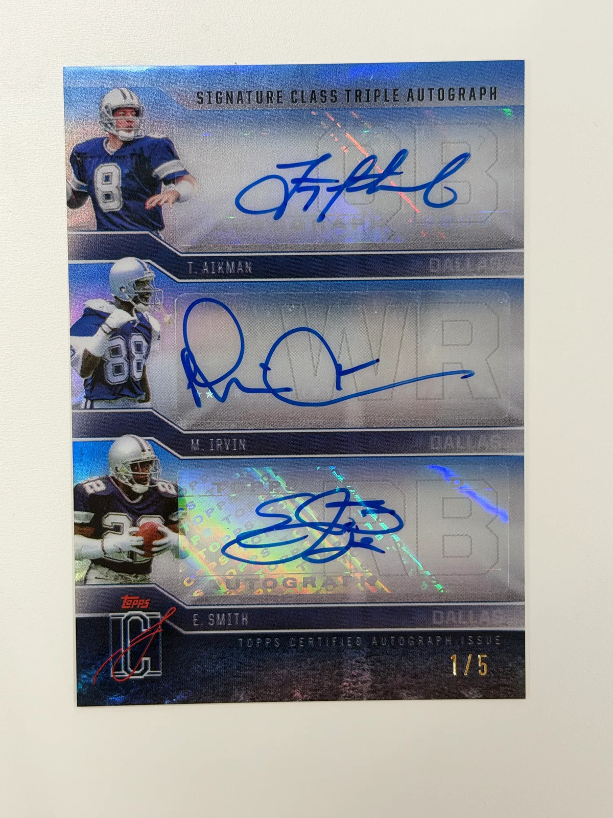 2025 Topps Signature Class Aikman Michael Irvin Emmitt Smith Auto #TS-DAL 1/5