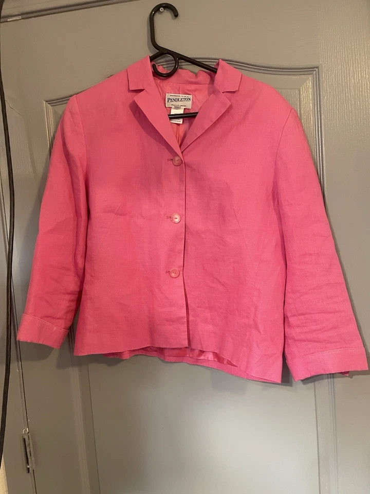 Conjunto de pantalón chaqueta pantalón vintage Pendleton para mujer 100 % lino talla 10/12 Foto 2 de 4