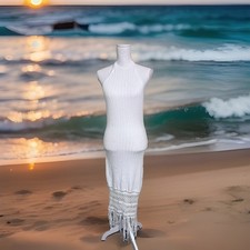 White Knit Halter Dress Size Medium