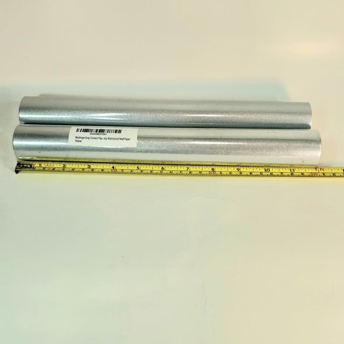 12"x197 In. Wudnaye Silver Wallpaper Silver Gray Contact Paper Cabinet Lot Of 2 - Picture 4 of 4