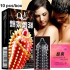 10pcs Adult Sensitive Orgasm Thin Latex Condoms Dotted Ribbed Stimulate Vaginal