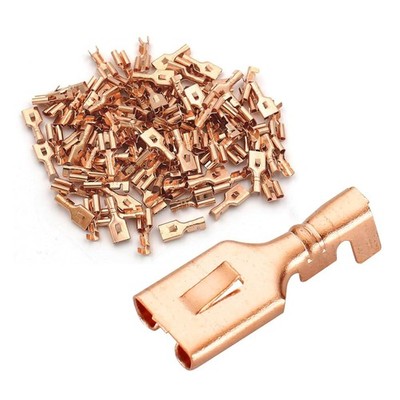 100 Pack 4.8mm Female Spade Locking Tab Quick Splice Crimp Terminal Connector