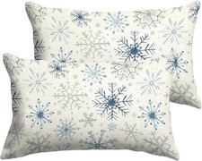 Snowflakes Pillow Covers 12x20 Inch Set of 2, Winter Blue 20" x 12" Pack of 2