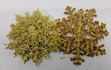 8 Gold Glitter Snowflake Christmas Ornaments 6 4"  2 5"