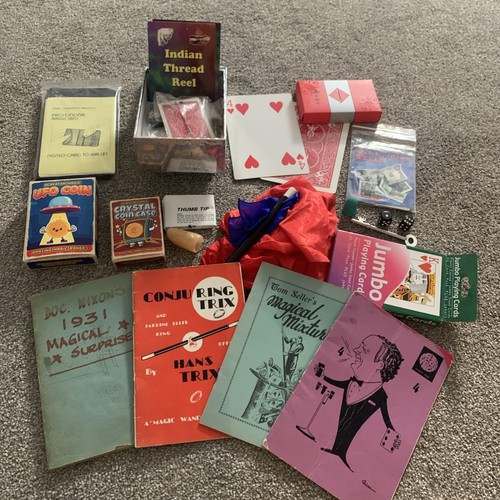 Job Lot of Magic Tricks, thumb tip, books, invisible threads