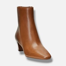 Ralph Lauren Women's Brown Willa Square-Toe Leather Dress Booties Shoe Size 10B