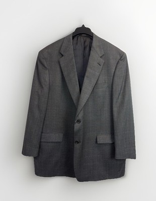 Hart Schaffner Marx Sport Coat Mens 46R Blazer Jacket Grey Windowpane Plaid