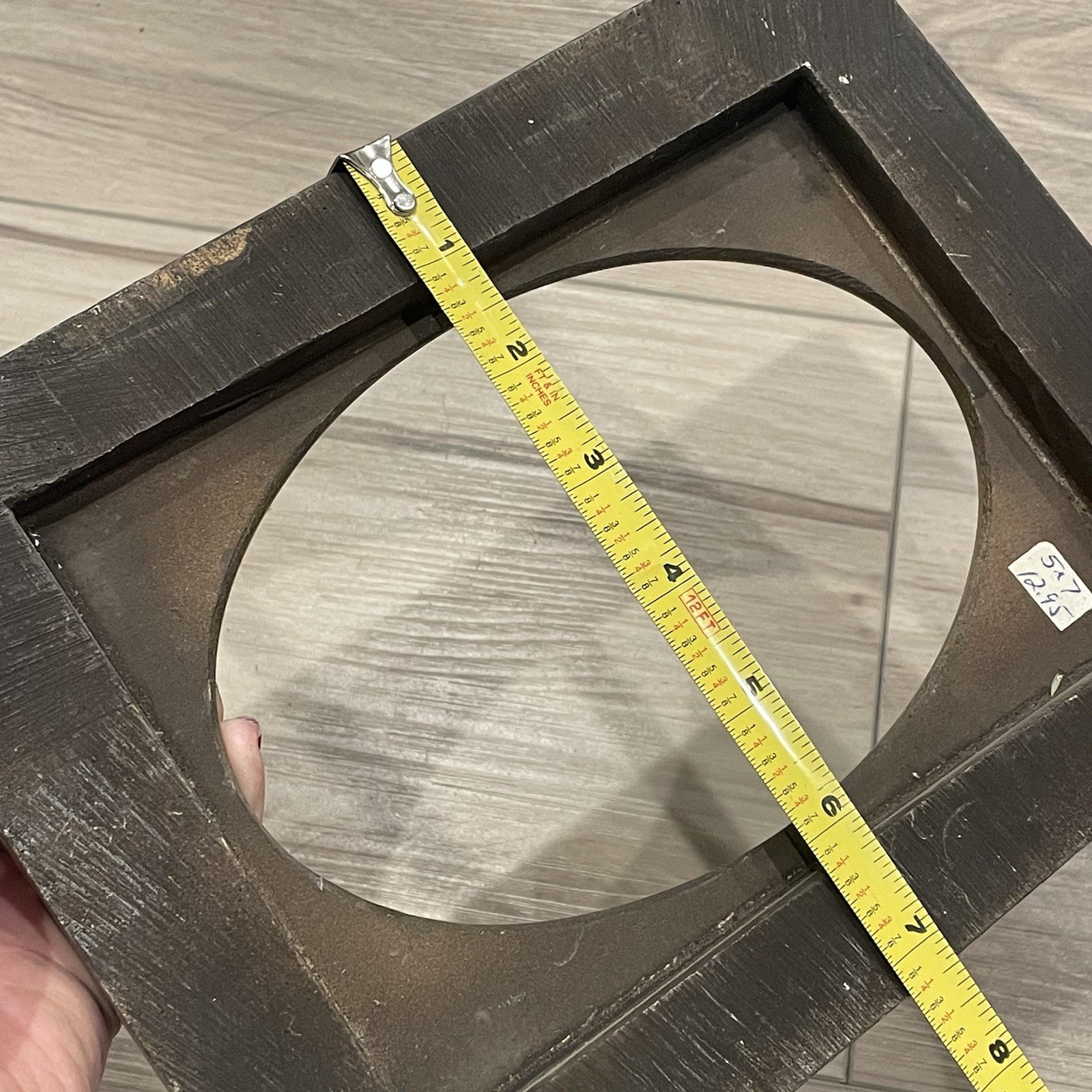 Vtg 5x7” Wood Ornate Carved Rectangle Oval Gold Gilded Frame 9.5x7.5” No Glass