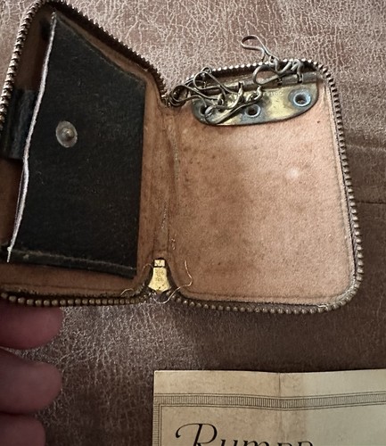 Vintage Rumpp Trade Mark Geldbörse braun mit Karabinerhaken Leder - Bild 3 von 7